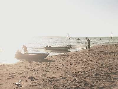 Some Fish Can Fly clouds fishing flare lens flare river sand sky trees