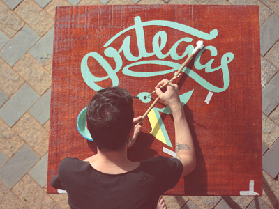 Ortegas Cafe bird board branding calligraphy font identity lettering logo typography