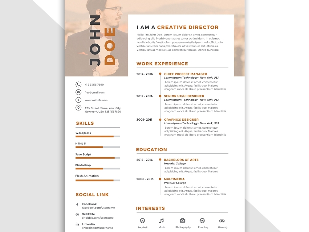 Creative Resume Design Psd Template By Psd Builder On Dribbble