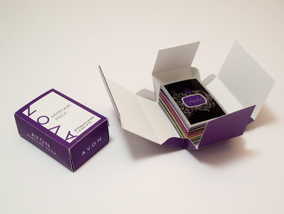 Avon Fragrance Box of Samples cosmetics mock up packaging design product photography prototype