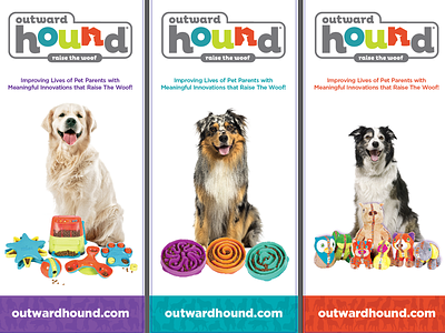 Print Tradeshow Product Design—Outward Hound Zammer Banners banners booth design branding display photo editing popups print silhouettes tradeshow