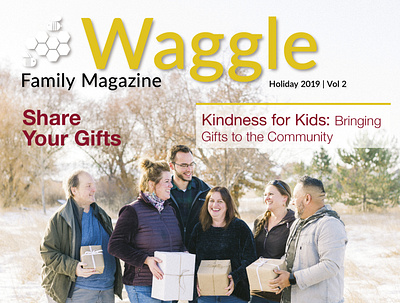 Print and digital Waggle Family Magazine—Holiday 2019—32 pages brochure design digital family graphics illustration magazine page layout print publication