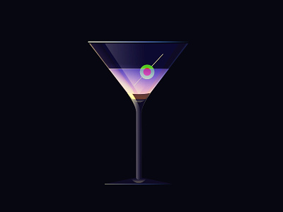 Martini design drinks flat fun illustration lights neon