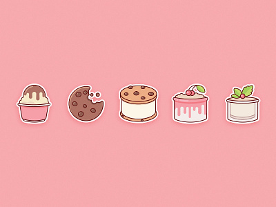 Sweet Sticker Set cute flat food icons stickers sweets yummy