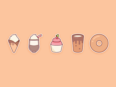 Sweet Sticker Set - 2 cute flat food icons stickers sweets yummy