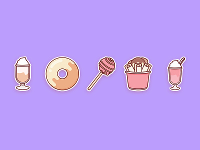 Sweets4 10 cute flat food icons stickers sweets yummy