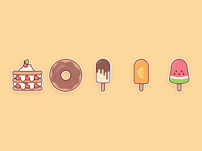 Sweets5 10 cute flat food icons stickers sweets yummy