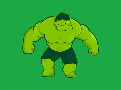 Hulk avengers comic cute green hulk ilustration kawaii superhero