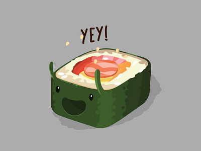 Yey! cheerful colors cute drawing food fun illustration illustrator kawaii sticker sushi vector