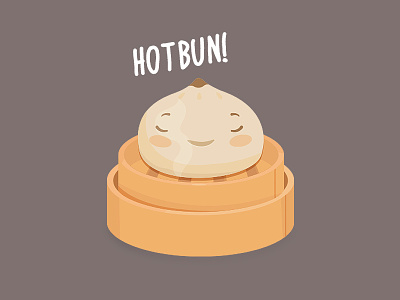 Hotbun bun character color cute flat food fun illistration kawaii simple sushi sweet
