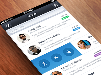 iOS Mail App actions app clean email ios iphone iphone5 mail ui ux