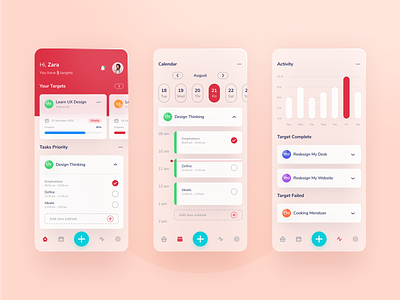 🗓 Task Manager App activity add app calendar chart clean ui ios management minimalist modern red schedule target task manager time todo todolist uidesign uiux uxdesign