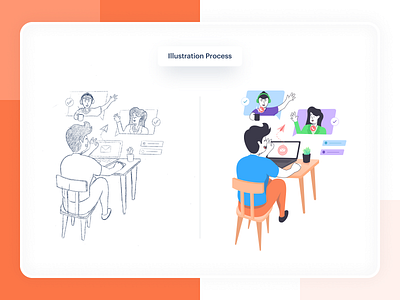 wazwez - Illustration Process ✍🏼 call character color color palette company concept design hero hero image illustration illustrations／ui meet optimize pastel product sketch ui wfh work workfromhome