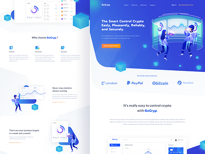 GoCryp Landing Page business company crypto crypto currency design header hero illustration landing page ui web website
