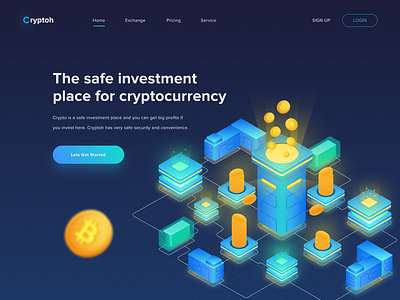 Hero Image - Cryptoh bitcoin company crypto cryptocurrencies ethereum exchange hero illustration investment isometric landingpage money profit website