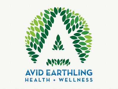 Avid brand health and wellness identity leaves logo nature