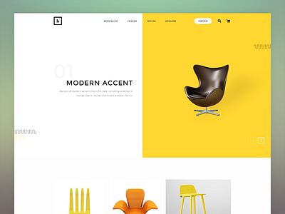 Hoxo - Modern Accent Chair Shop Web Design clean e commerce flat landing minimal shop simple store ui ux web design yellow