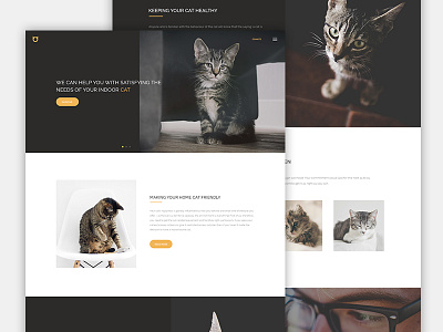Cat Care Website Design cat flat minimal parallax pet care ui ux web design website yellow