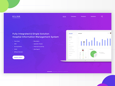 Landing Page for Hospital Information Management System hims hospital landing page product sketch ui ux web website