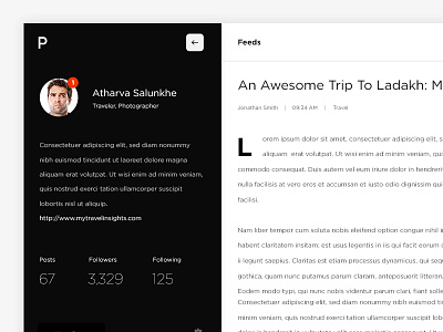 Blogging profile design black white blog clean design feeds minimal post profile ui ux web website