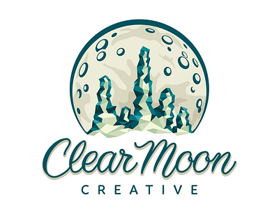 Clear Moon Creative logo geometric green lettering logo moon planar plane script spires teal