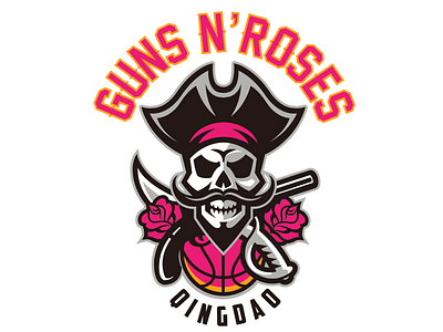 Gun n’ roses logo athletic badge basketball branding china design illustration logo mascot professional sports typography