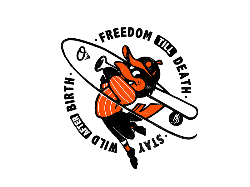 redesign of Orioles oldstyle pro branding badge illustration character art professional baseball basketball china mascot athletic typography logo sports