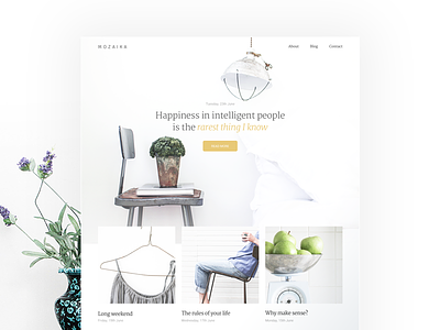 Mozaika aesthetic blog clean concept free minimal psd web design white