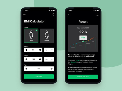 DailyUI #004 - Calculator 004 app app concept bmi bmicalculator calculator concept dailyui dailyui004 mobile ui