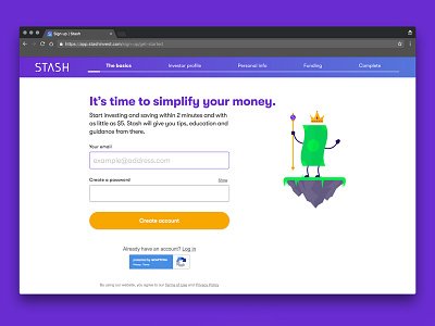 Stash Invest Web Registration $5 invest money registration stash stashinvest webapp