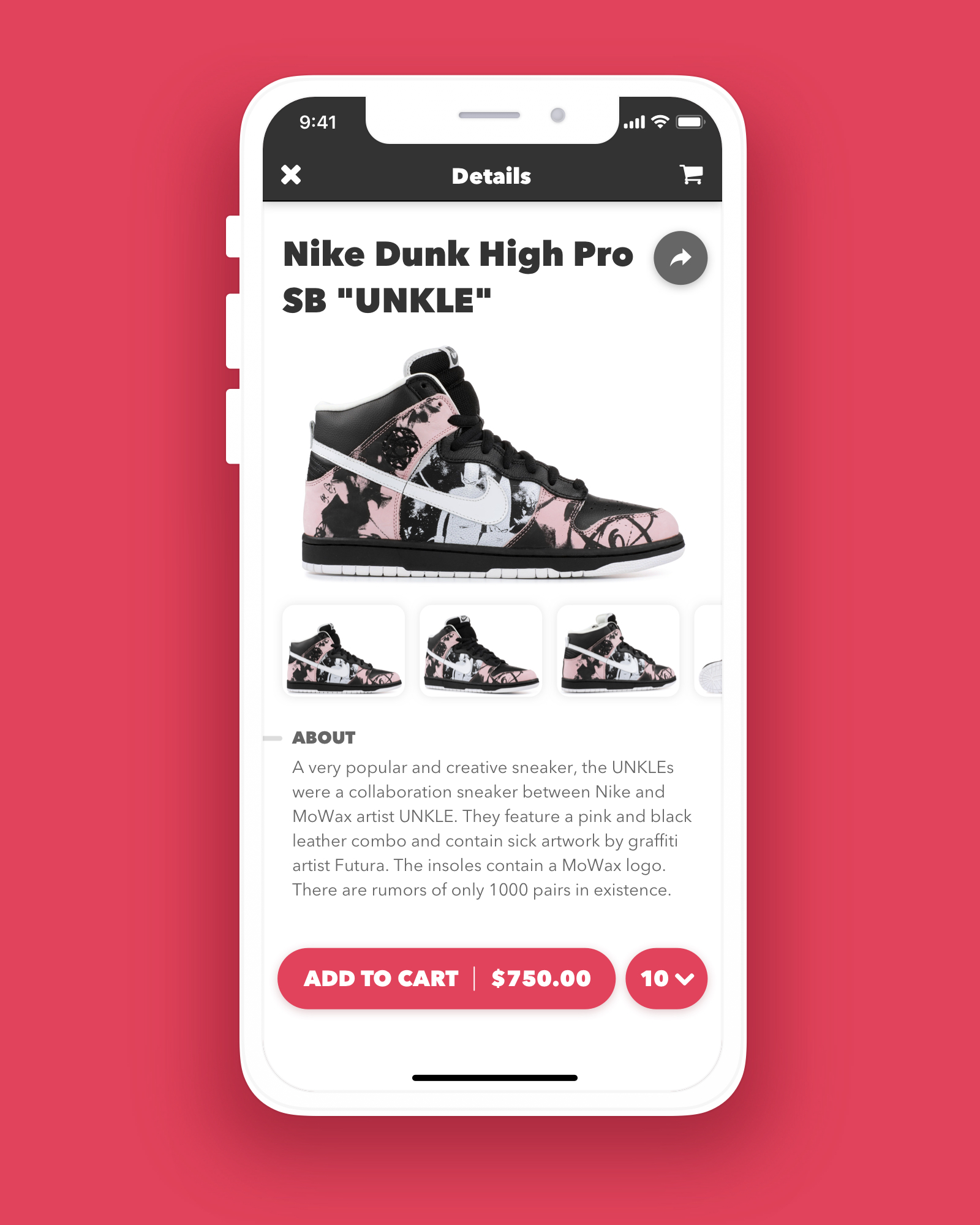 Nike Dunk High Pro SB UNKLE Share Button – Daily UI 010 by Brian
