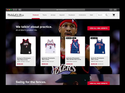 Mitchell & Ness Allen Iverson Jersey Pop Up | Daily UI 016 add to cart animation dailyui dailyuichallenge ecommerce iverson jerseys mitchellness pop up popup throwbacks