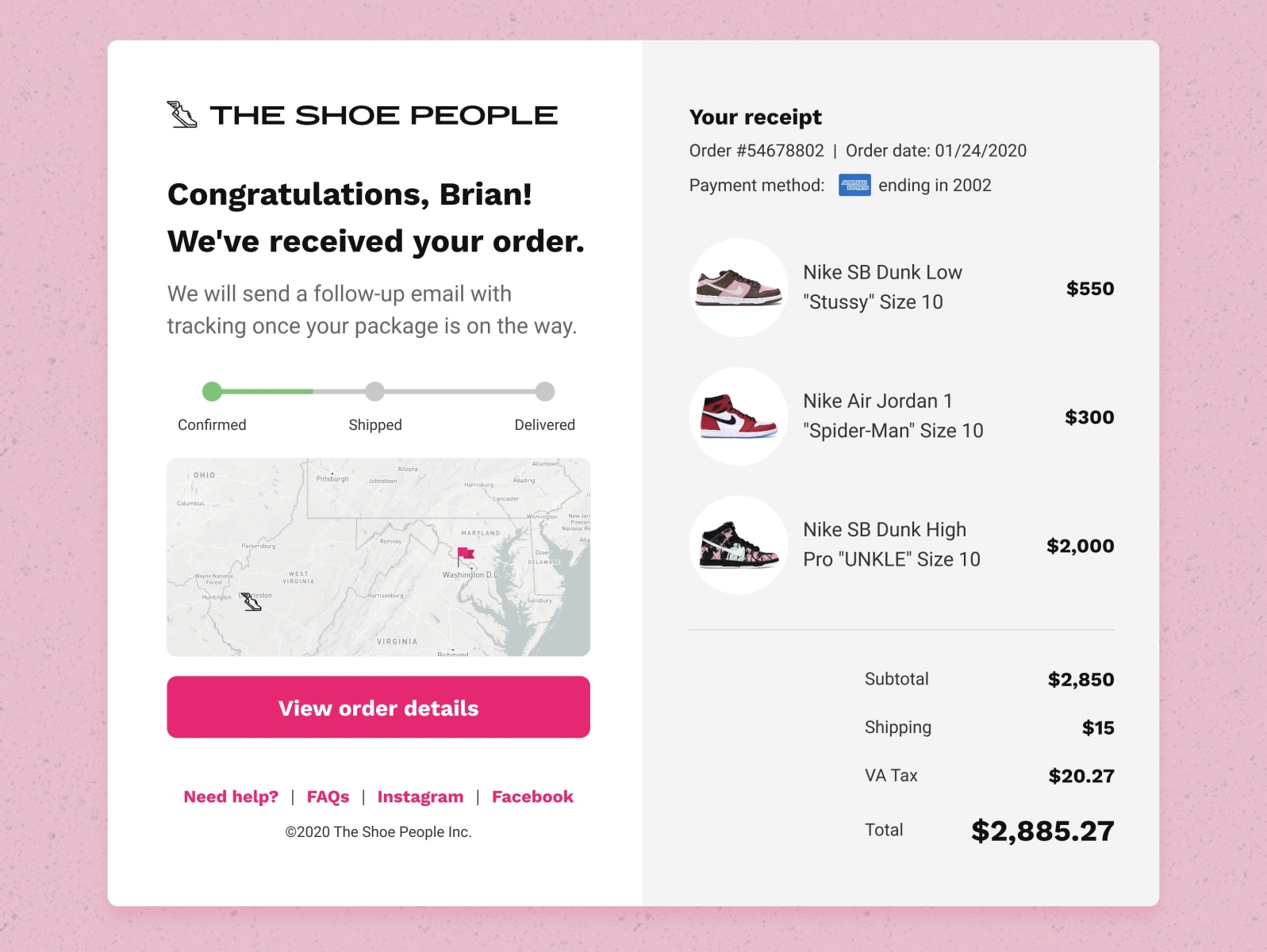 Sneakers E-Commerce Receipt | Daily UI 017 by Brian Beavers on Dribbble