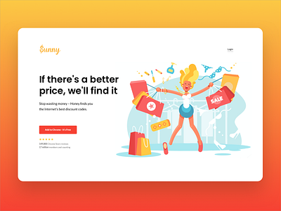 Landing page design for Sunny chrome discount landing landing page shopping ui uiux ux web web design webdesign webpage website