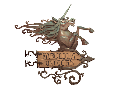 Unicorn cartoon concept art design digital art fantasy gameart logo props