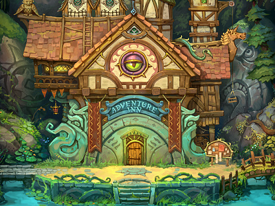 Adventure Inn building cartoon digital art environment fantasy gameart illustration magic