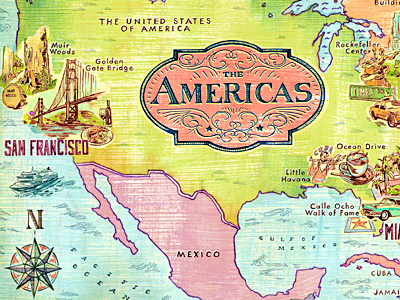 America Illustrated Map america illustrated illustration illustrations lettering map maps miami new york nyc san francisco usa