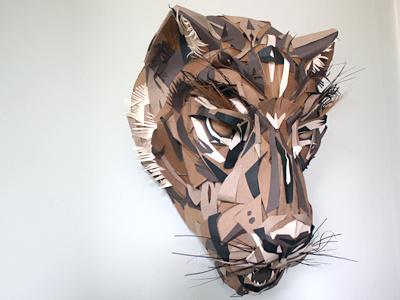 Paper Jaguar Mask animal art cardboard cat dos jaguar mask paper papercraft sculpture toronto