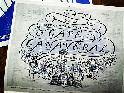 Cape Canaveral Lettering banner calligraphy flourishes flowers hand lettering history illustration lettering progressive