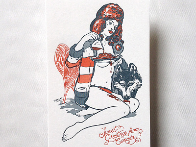 Pin Up - Greetings from Canada canada canadian cards everlovin press greetings from canada hand lettering illustration lettering letterpress pin up print script