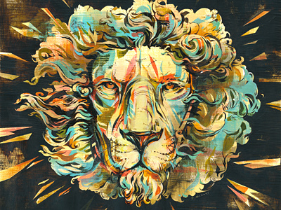 Lion (album artwork) acrylic album animals art colorful illustration ink jacqui lion music oakley painting record texture