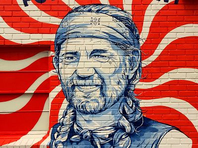 Willie for President! STAG Austin Mural austin hair illustration ink mural music painting portrait street art willie for president willie nelson