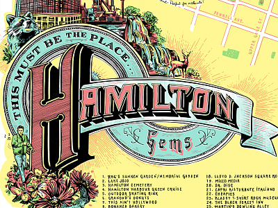 Hamilton Gems Map cityscape handlettering illustration ink lettering map sanborn silkscreen victorian vintage