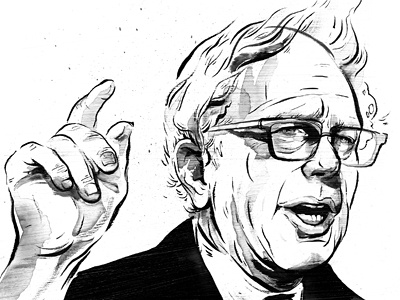 Senator Bernie Sanders, "Despair Is Not an Option" black and white economics editorial illustration illustrations ink magazine politics washes