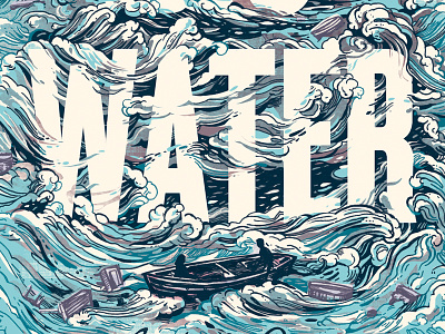 Stormy Water blue bookcover illustration lettering pattern storm typography water waves