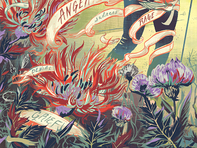 Watch out for the Angry Flowers anger editorial floral flowers illustration lettering magazine ribbons