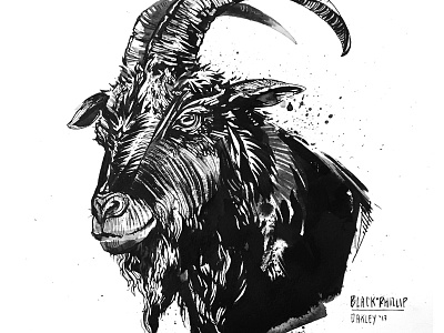 Inktober: Black Phillip / The Witch black and white black phillip devil film goat halloween horror illustration ink inktober inktober2017 the witch