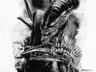 Inktober: Alien Xenomorph alien black and white film halloween horror illustration ink inktober inktober2017 portrait ridleyscott xenomorph