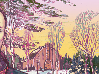 Winter in Canada canada editorial illustration landscape magazine snow trees winter