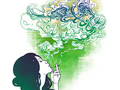 Up in Smoke caduceus detroit editorial illustration magazine marijuana medical marijuana pot smoking woman